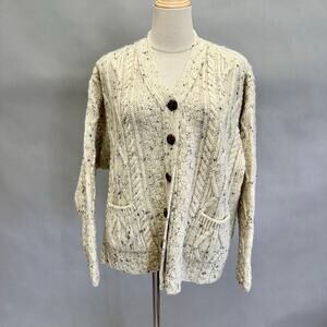 Celtic Country wool boxy cardigan sweater beige/oatmeal women's Size medium